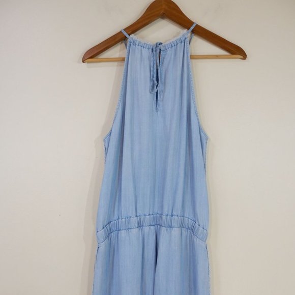 CLOTH & STONE Anthropologie Halter Neck Cropped JUMPSUIT Size S SMALL Blue NEW - Picture 8 of 9